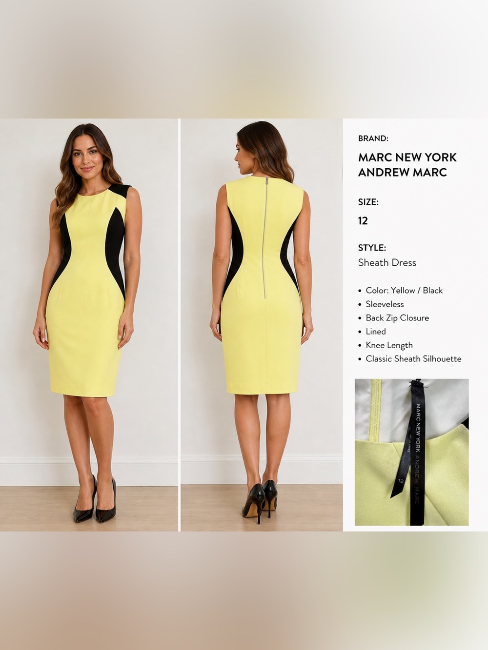 Marc NY Andrew Marc |Colorblock Sheath Dress |Size 12 |Slimming Fit - Picture 1 of 11
